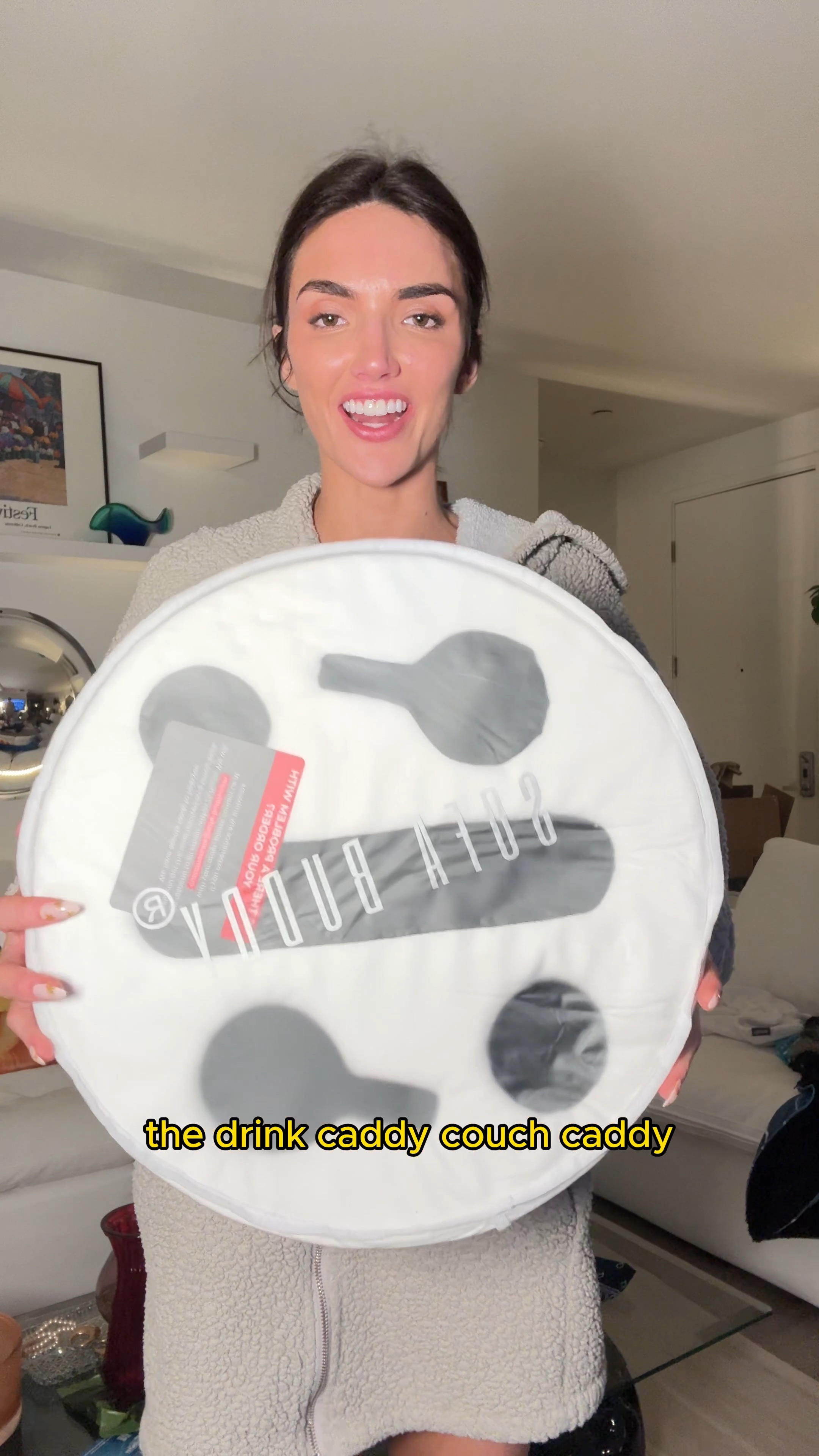 COUCH CADDY you need this. How many times have you THOUGHT you could balance your drink or food or lost your remote etc etc? #couchcaddy #beverageholder #amazonfinds