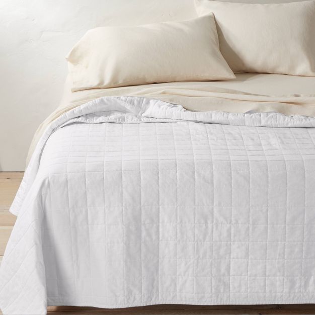 Full/Queen Heavyweight Linen Blend Quilt White - Casaluna&#8482; | Target