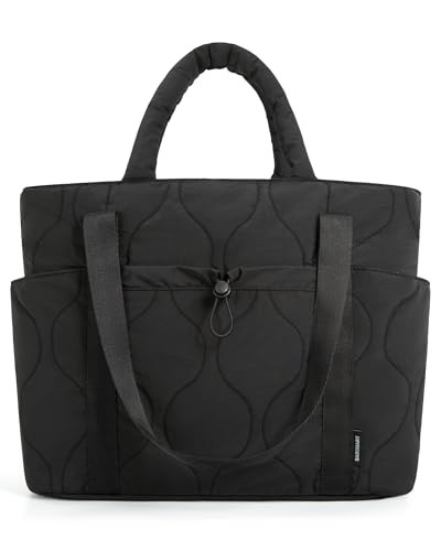 BAGSMART Puffer Tote Bag for Women, Quilted Travel Top Handle, Lightweight Shoulder Handbags with Zipper | Amazon (US)