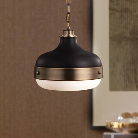 Feiss Cadence 13" Wide Antique Brass Mini Pendant Light | Lamps Plus