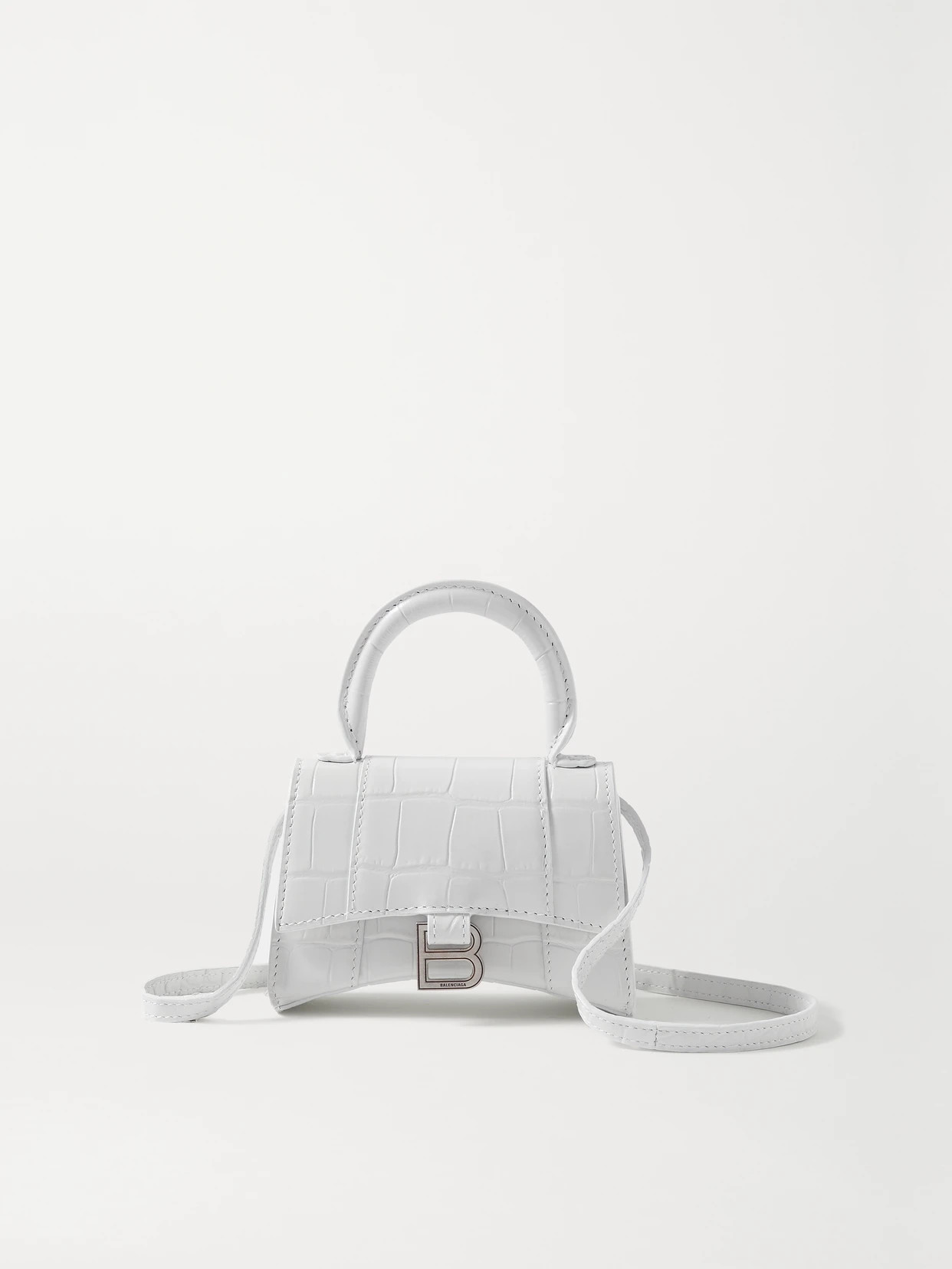 Balenciaga - Hourglass Nano Croc-effect Leather Tote - White | NET-A-PORTER (US)