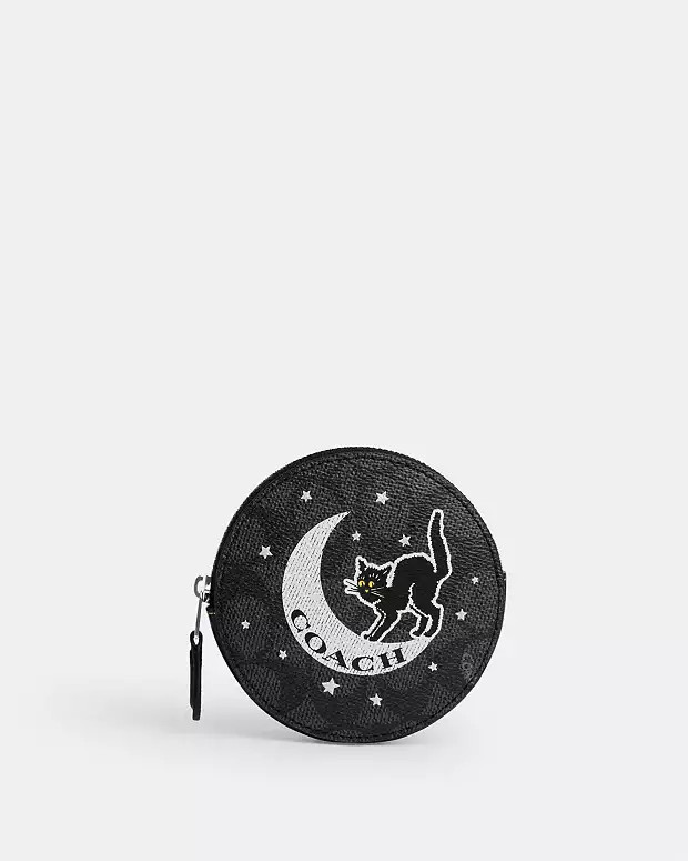 Coin Case In Signature Canvas With Halloween Graphic | Coach Outlet US