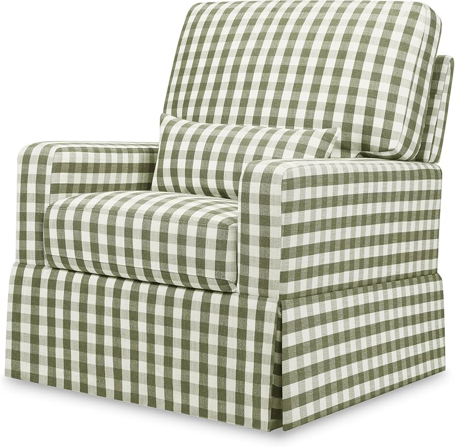 Namesake Crawford Pillowback Comfort Swivel Glider in Green Gingham, Water Repellent & Stain Resi... | Amazon (US)