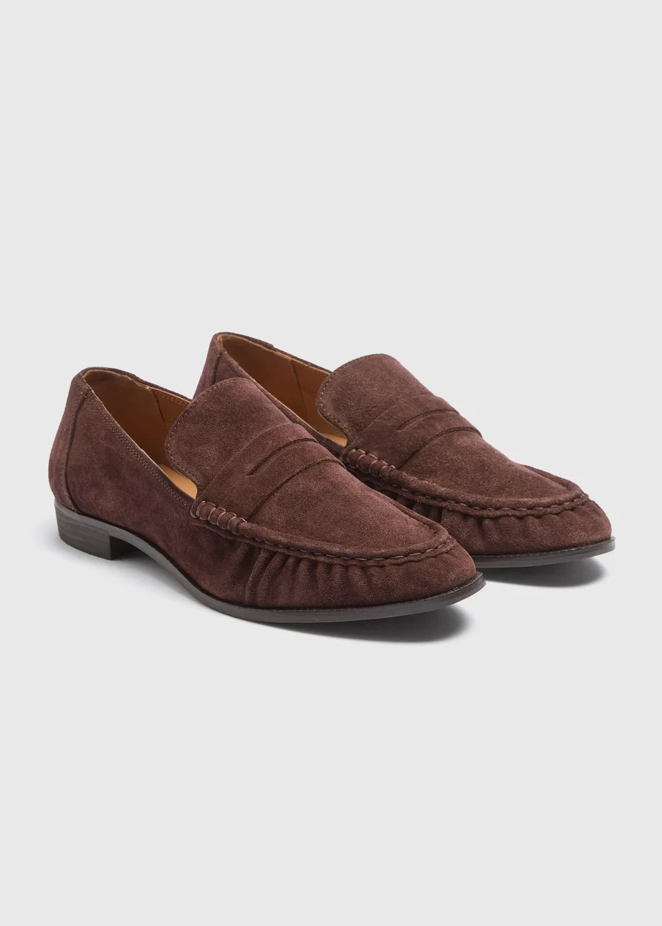 Brown Suede Ruched Loafers | Matalan (UK)