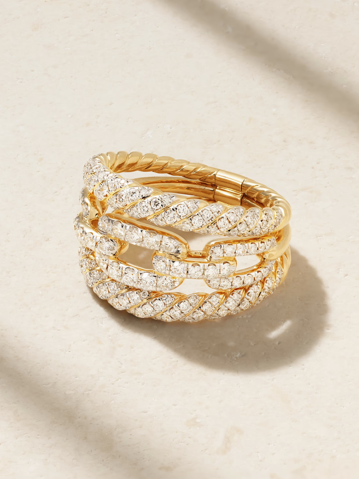 David Yurman - Stax 18-karat Yellow And White Gold Diamond Ring - 7 | NET-A-PORTER (US)