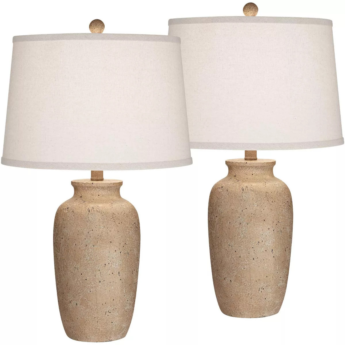 Regency Hill 25 1/2" High Farmhouse Rustic Coastal Country Cottage Table Lamps Set of 2 Beige Oat... | Target