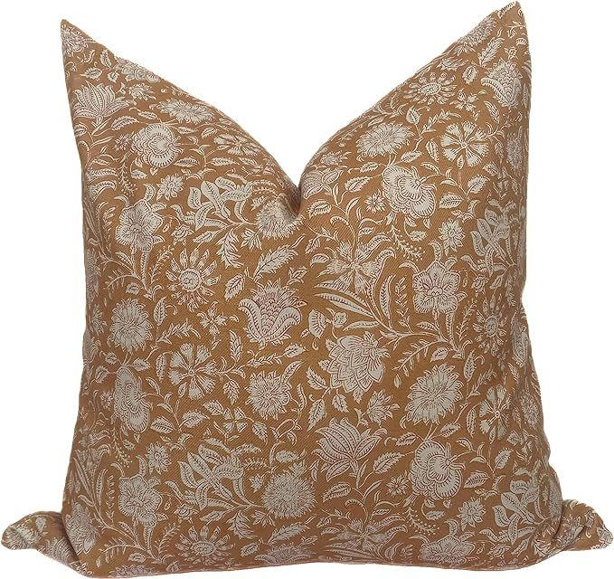 Decorative Floral Print Pillow Cover in Mustard for Home Decor, Throw Pillow Cover, Indoor Outdoo... | Amazon (US)