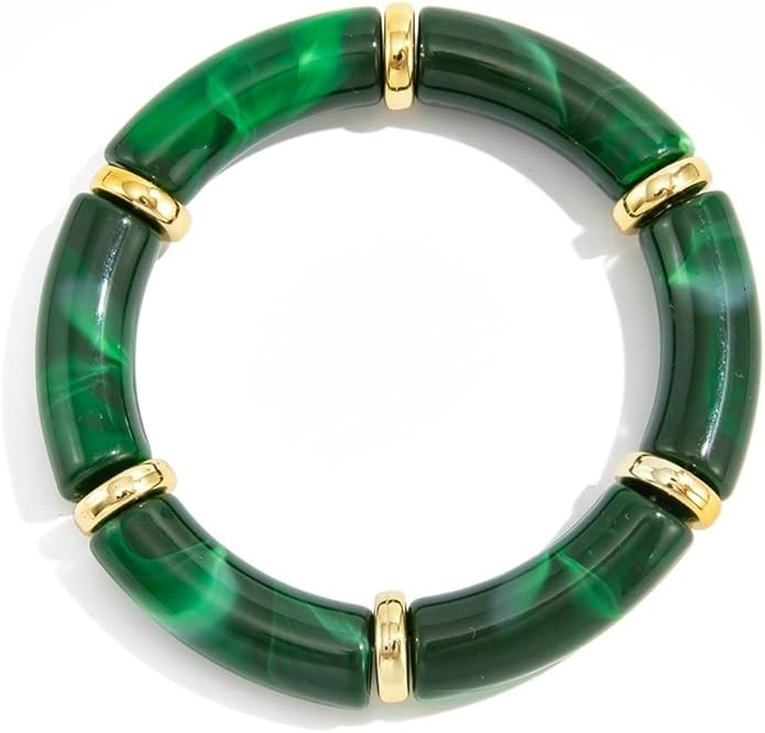 Colorful Resin Beaded Stretch Bracelet for Women,Vintage Imitation Pearls Bead Leopard Print Brac... | Amazon (US)