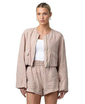 BLANK NYC Women's Collarless Zipper Jacket - Macy's | Macy's