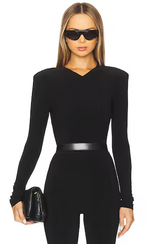 Long Sleeve Shoulder Pad V Neck Top
                    
                    Norma Kamali | Revolve Clothing (Global)