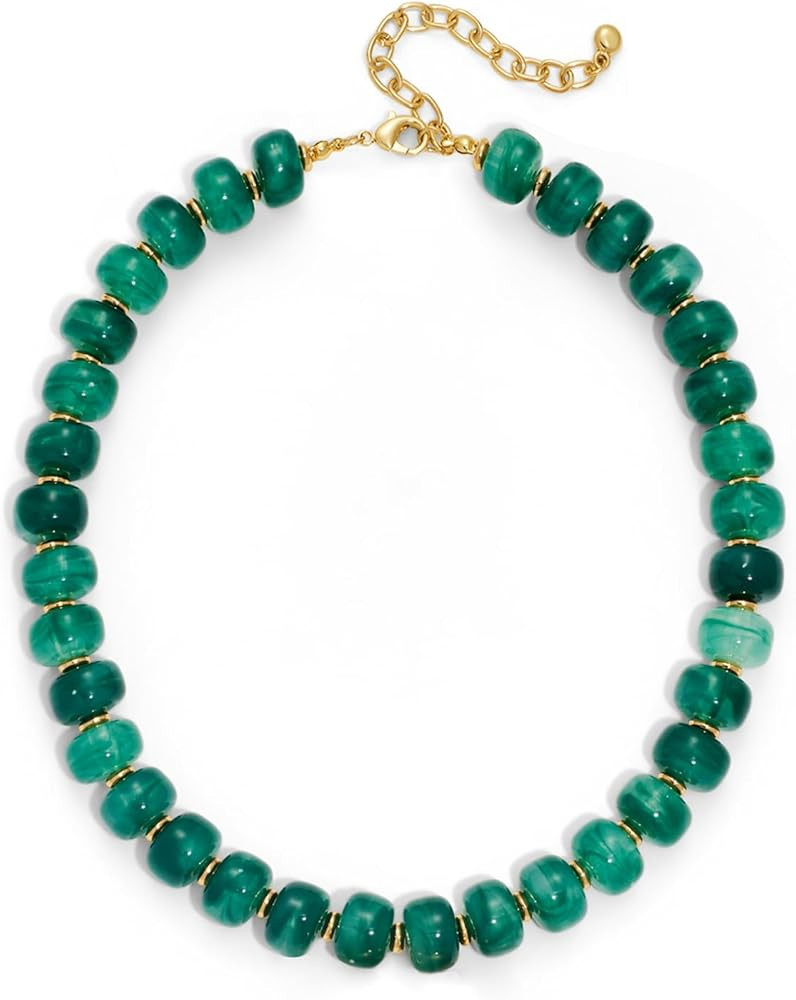 Beaded necklace for Women Boho Bead Gemstone Chunky Necklace Big Bead Necklace Fashion Trendy Sum... | Amazon (US)