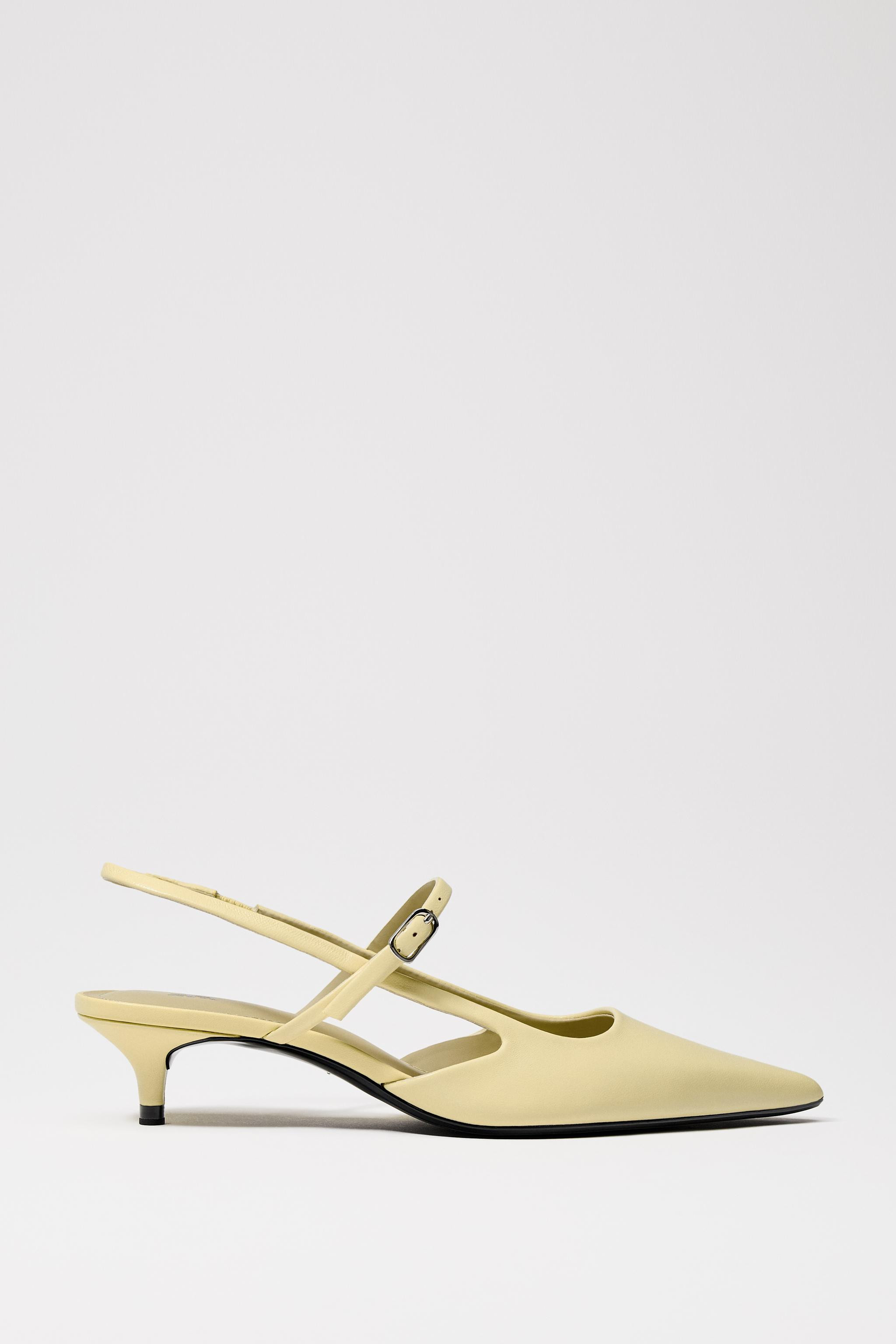 LEATHER KITTEN HEEL SLINGBACK SHOES | Zara UK