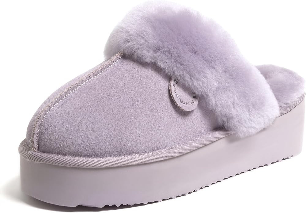 Fireside By Dearfoams Women's Melton Platform Slippers, Genuine Shearling Memory Foam Slip-in Hou... | Amazon (US)