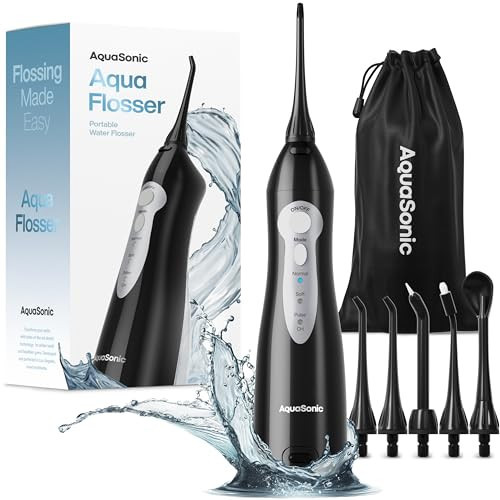 AquaSonic Aqua Flosser - Cordless Rechargeable Water Flosser for Teeth - Waterproof, Portable Oral Irrigator for Dental Cleaning with 5 Jet Tips – Braces Home Travel | Amazon (US)