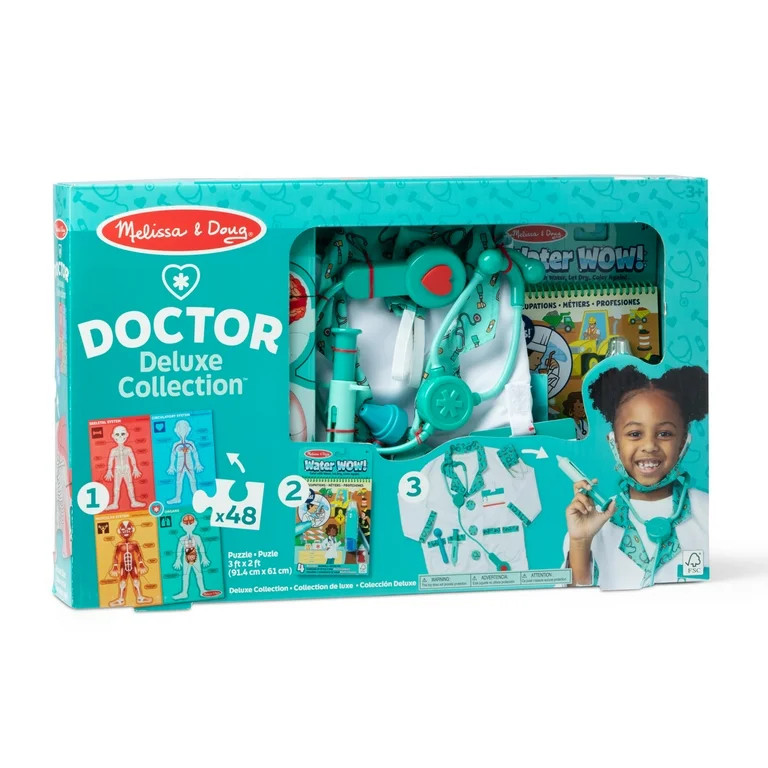 Melissa & Doug Doctor 3-in-1 Deluxe Collection Themed Gift Set – Costume Role Play, Puzzle, Wat... | Walmart (US)