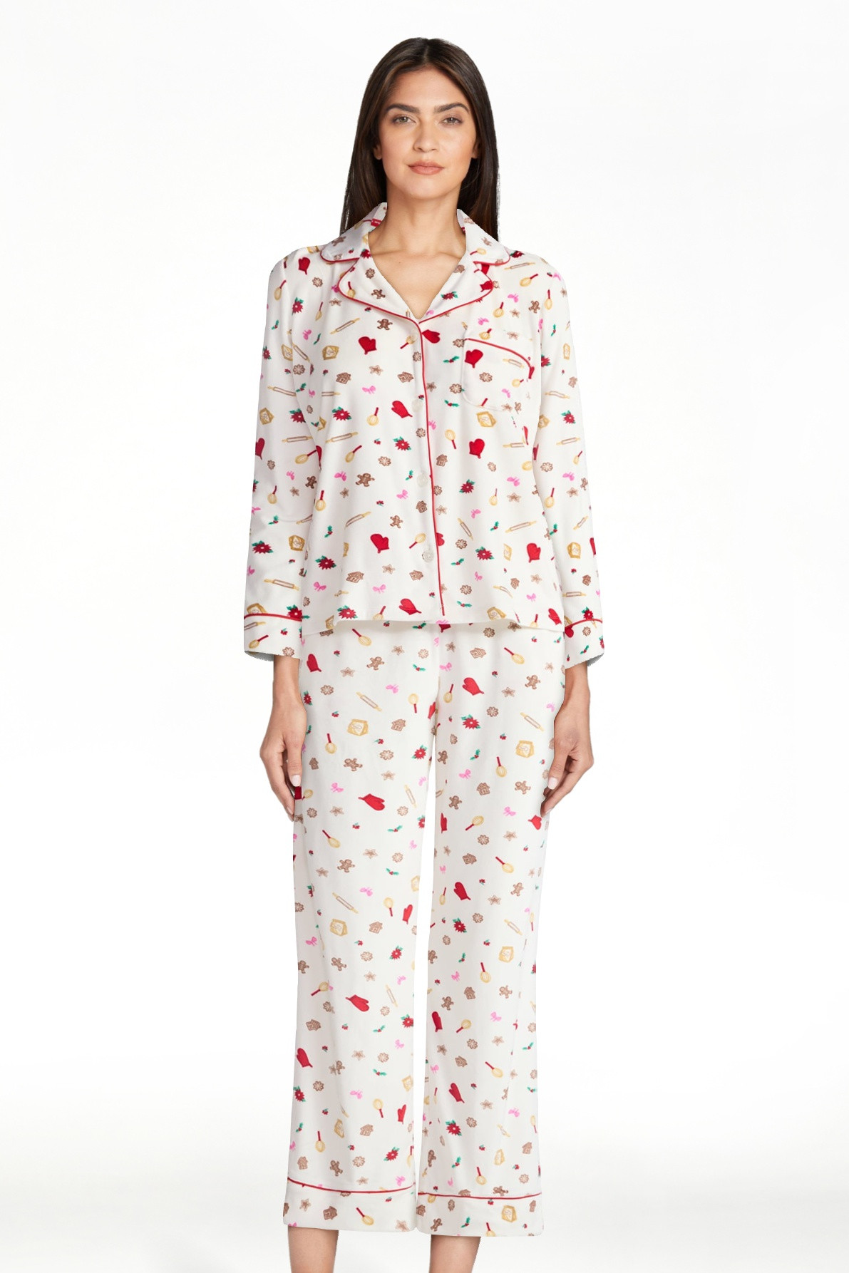 Joyspun Women’s Stretch Velour Notch Collar Long Sleeve Pajama Set, Sizes XS to 4X - Walmart.co... | Walmart (US)