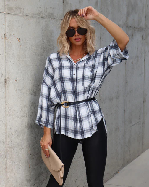 Kelsey Plaid Button Down Top - SALE | VICI