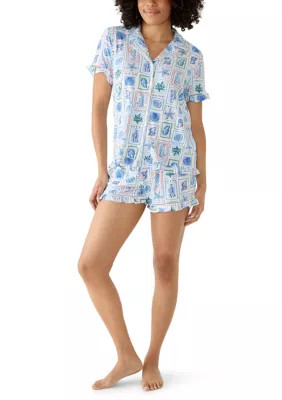 Crown & Ivy Women's Shirt and Shorts Print Pajama Set, Medium | Belk