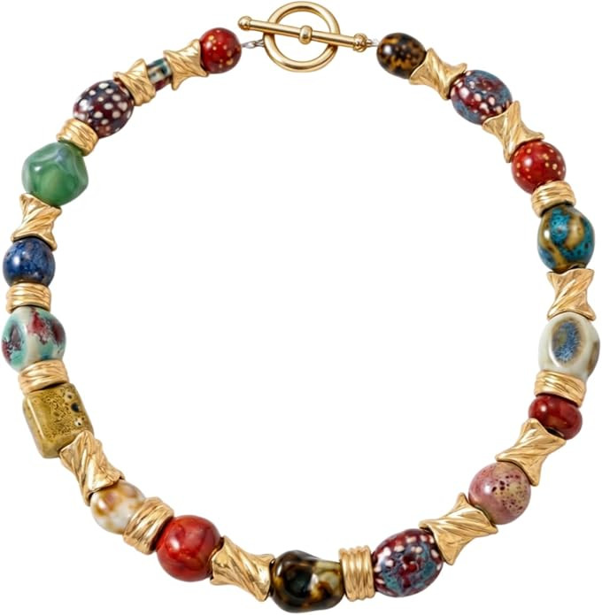 Chunky Beaded Necklace for Women Bohemian Choker Jewelry Gifts | Amazon (US)