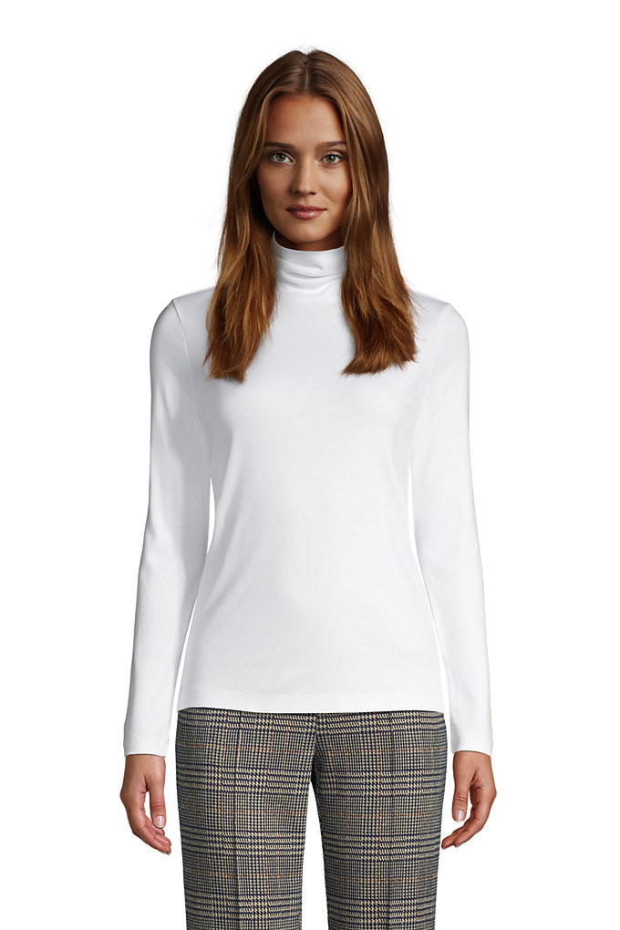 Women's Supima Cotton Long Sleeve Turtleneck - Lands' End - White - XL | Lands' End (US)