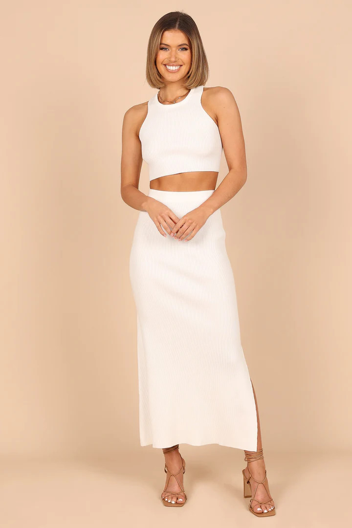 Maia Rib Knit Two Piece Set - White | Petal & Pup (US)