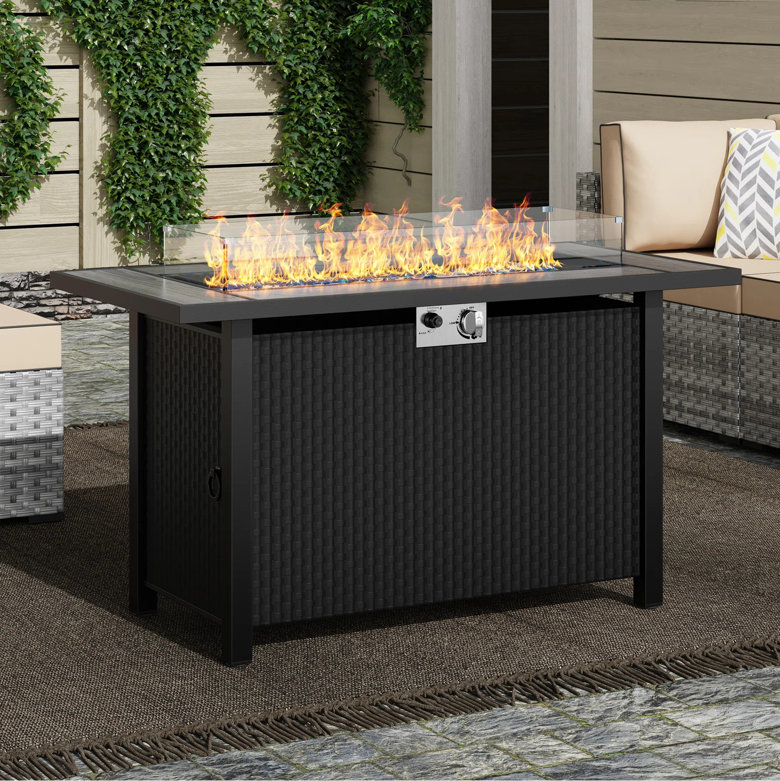 45" Outdoor Propane Fire Pit Table 50000 BTU with Lid | Wayfair North America