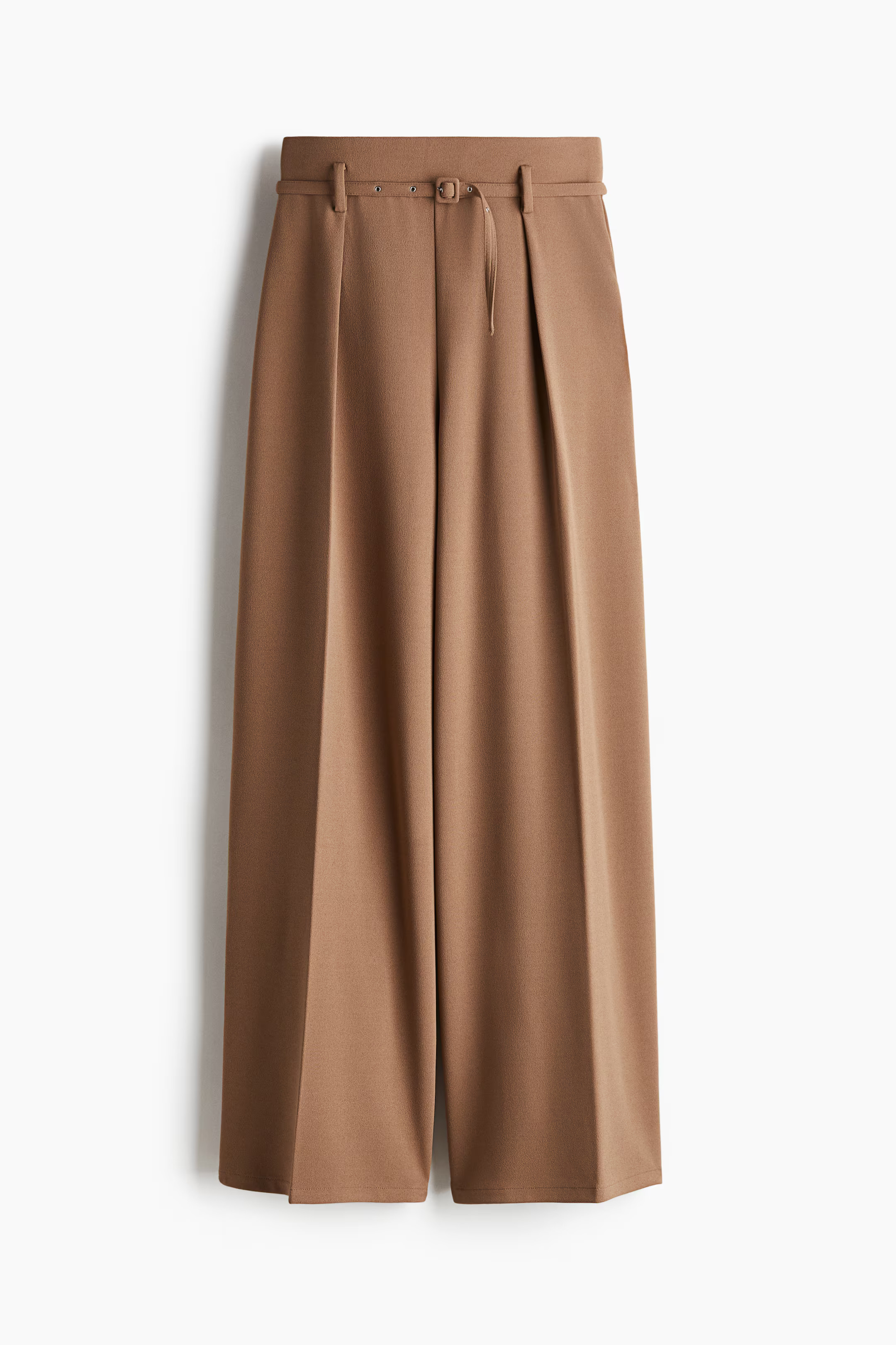 Wide Pants with Belt - Dark beige - Ladies | H&M US | H&M (US + CA)