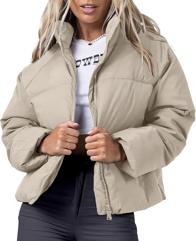 URMOSS Women's Winter Cropped Puffer Jacket 2023 Long Sleeve Lightweight Zip Short Jacket Coat wi... | Amazon (US)