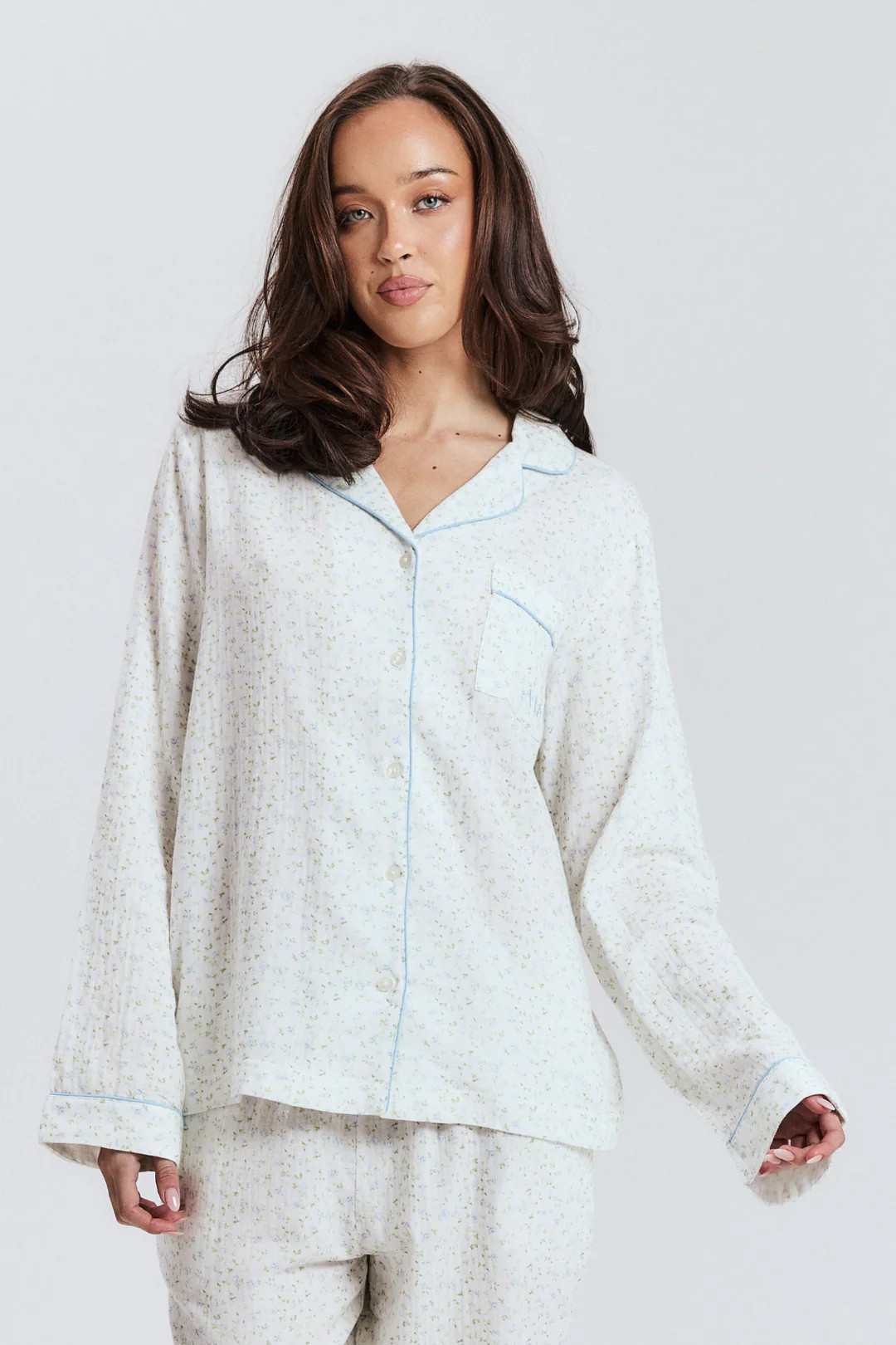Blue Floral Long PJ Top | All for Mimi