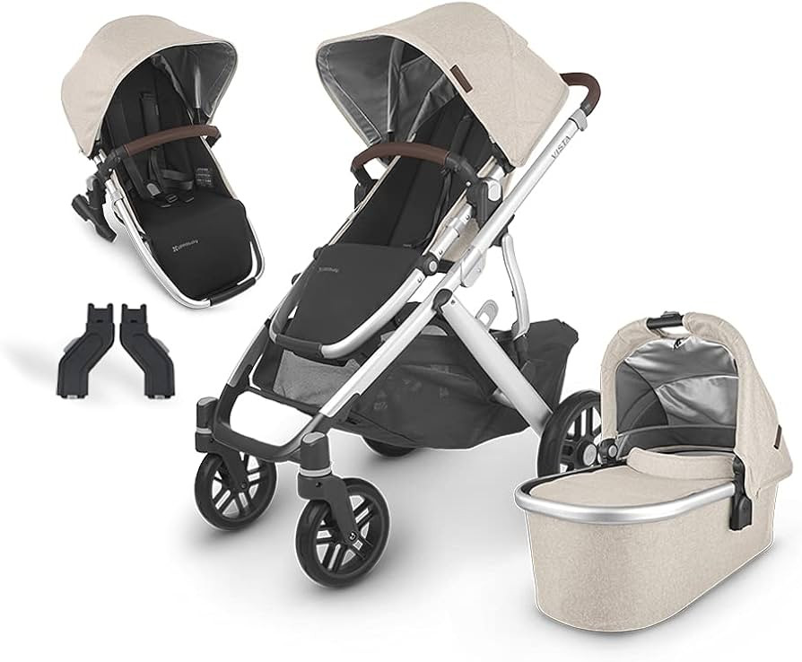 UPPAbaby Vista V2 Stroller - Declan (Oat Melange/Silver/Chestnut Leather) + Upper Adapters + Rumb... | Amazon (US)