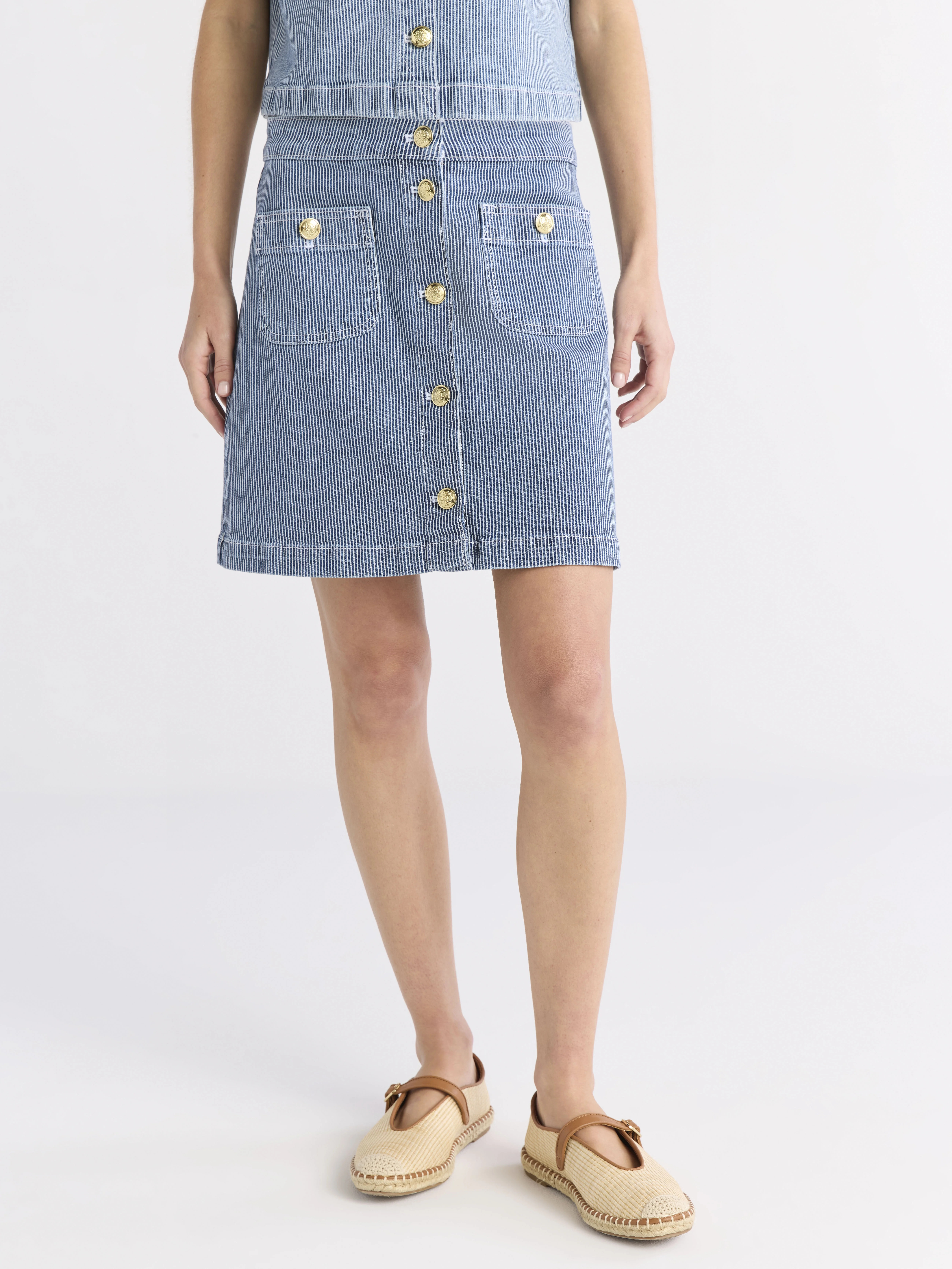 Free Assembly Women's Striped Denim Mini Skirt, Sizes 4-16 - Walmart.com | Walmart (US)