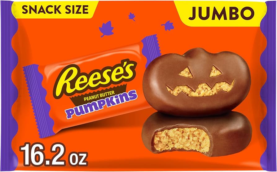 REESE'S Milk Chocolate Snack Size Peanut Butter Pumpkins, Candy Jumbo Bag, 16.2 oz | Amazon (US)