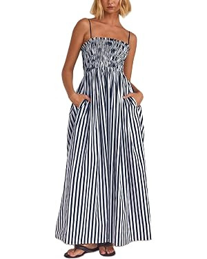 KMBANGI Women Striped Sleeveless Maxi Dress Swing Patchwork Midi Dress Smocked Spaghetti Strap Co... | Amazon (US)