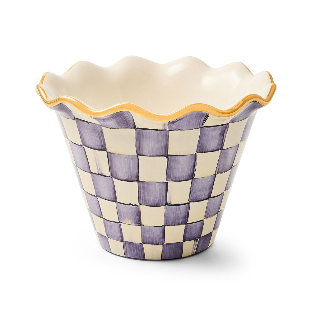 Violet Check 8" Ceramic Garden Pot | MacKenzie-Childs