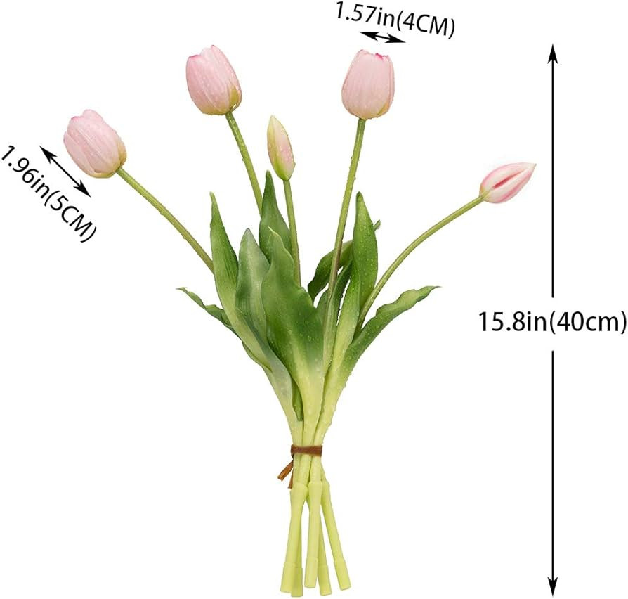 15pcs Artificial Tulips Flowers, Real Touch Latex Bouquet, Fake Tulips for Office Wedding Party H... | Amazon (US)