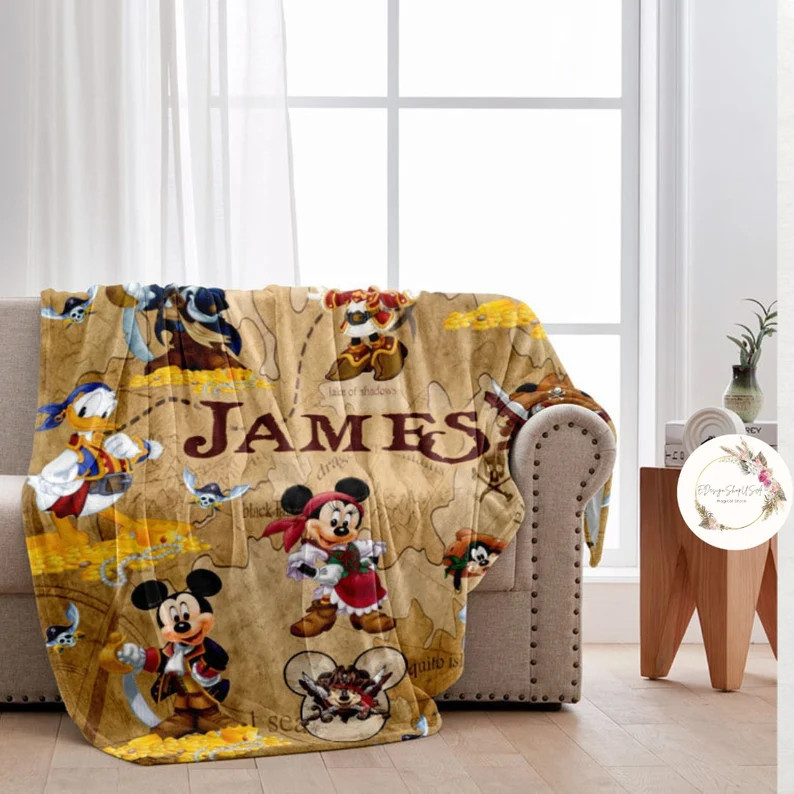 Personalized Mickey and Friends Disney Pirates Blanket, Pirates of the Caribbean, Disney Family C... | Etsy (US)