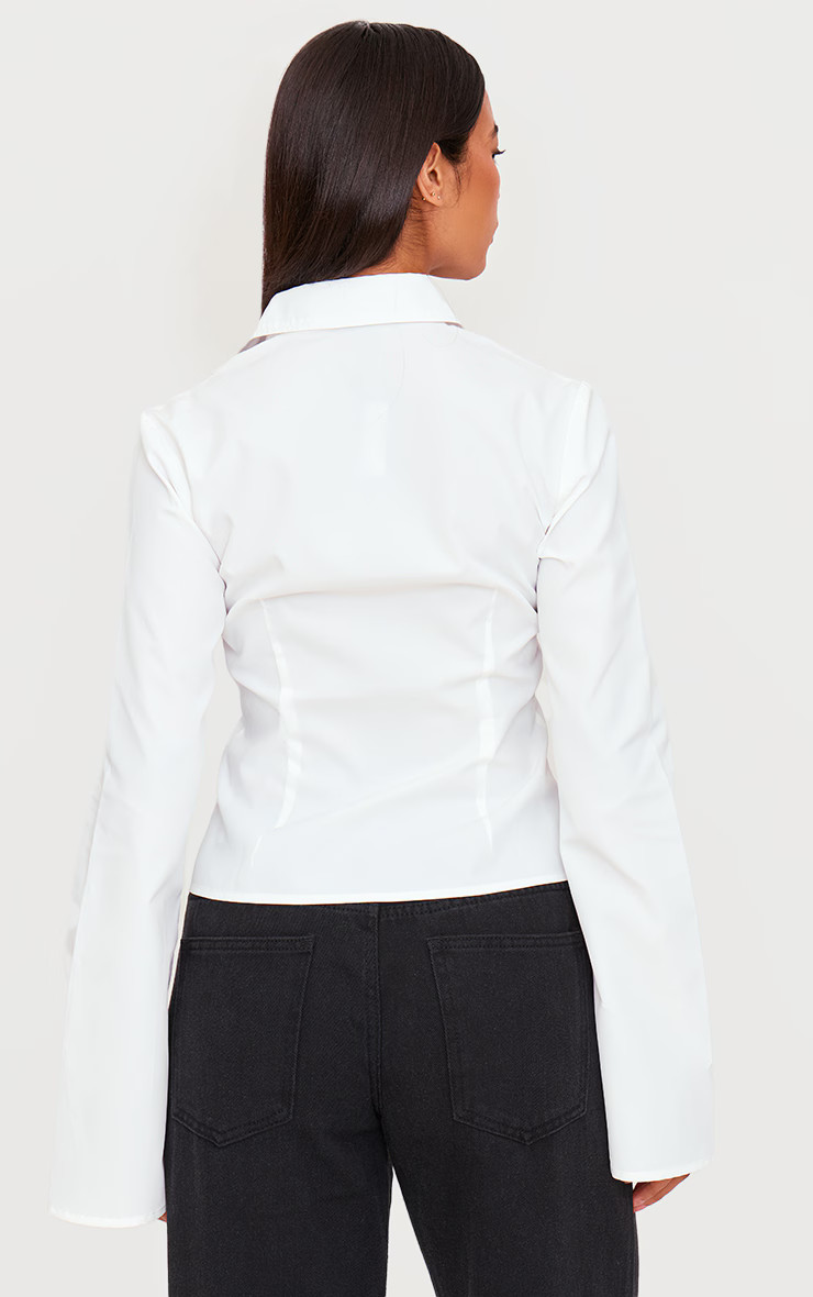 White Seam Detail Fitted Shirt | PrettyLittleThing UK