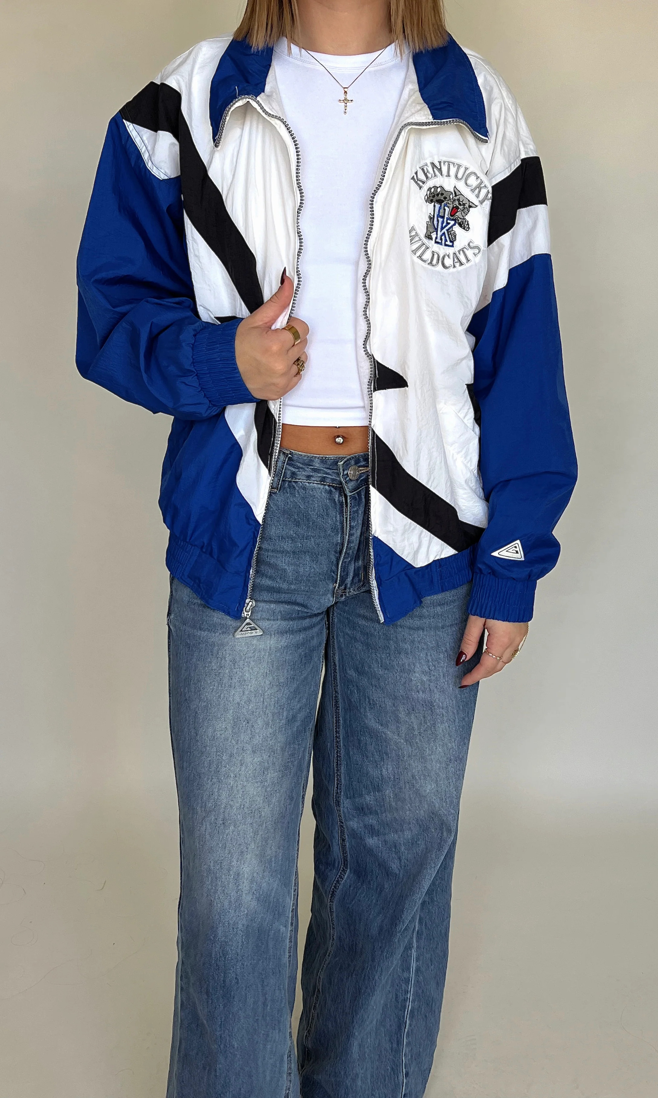 Vintage Jacket 431 White/Blue / Large | Calypso Boutique