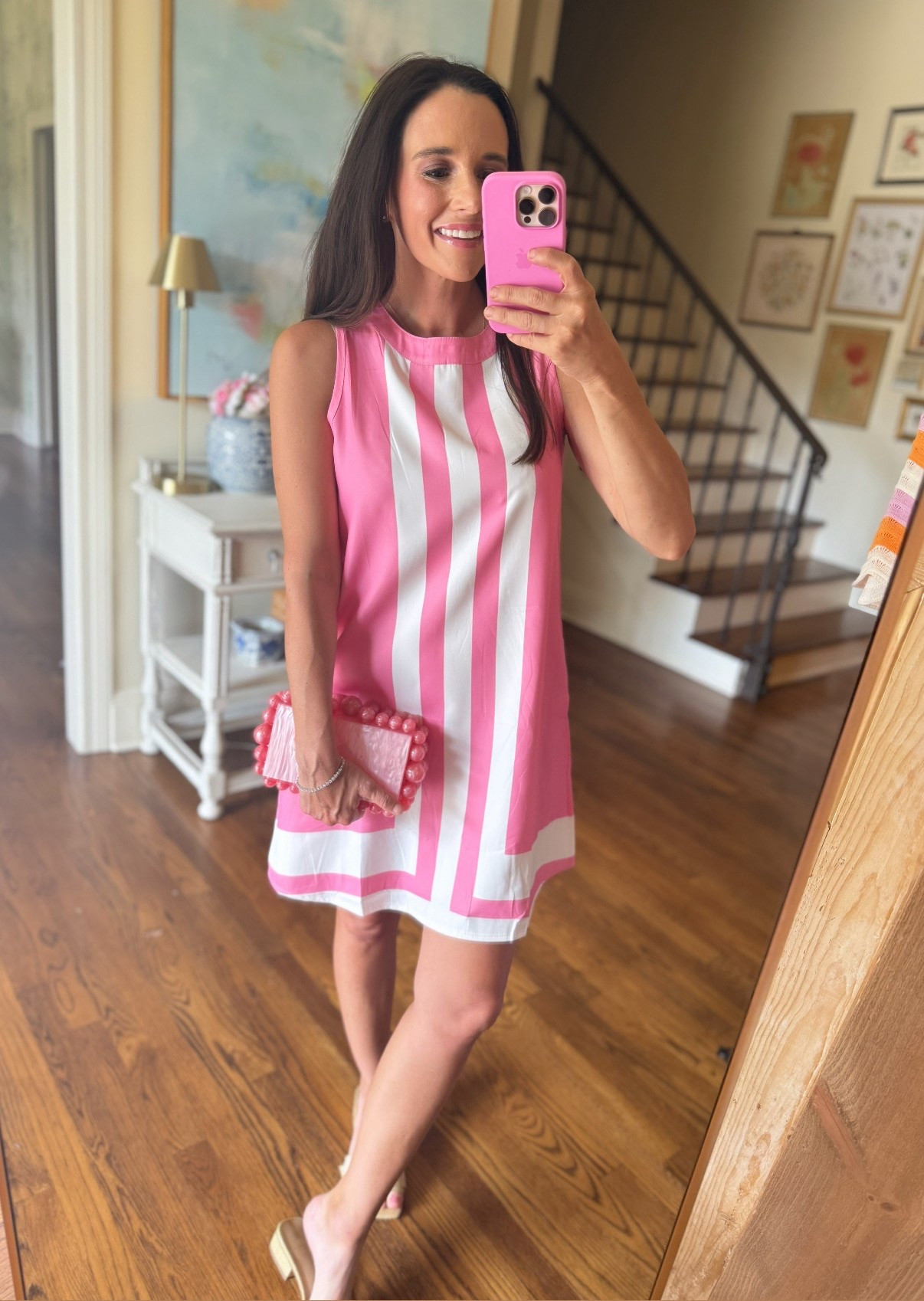 The cutest pink and white tripe shift dress 🩷🤍 #LTKAmazon #shiftdress #beachdress 

#LTKTravel #LTKFindsUnder50