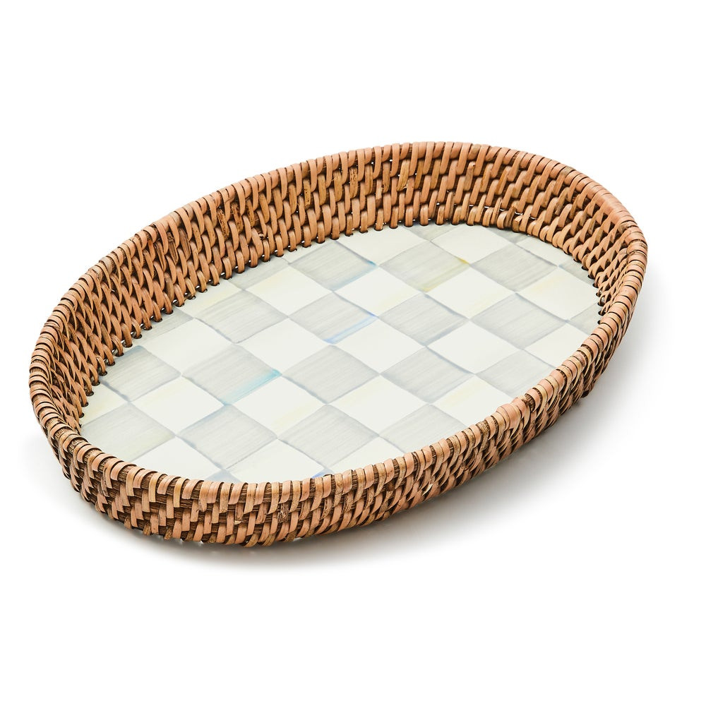 Check Enamel & Rattan Tray | MacKenzie-Childs