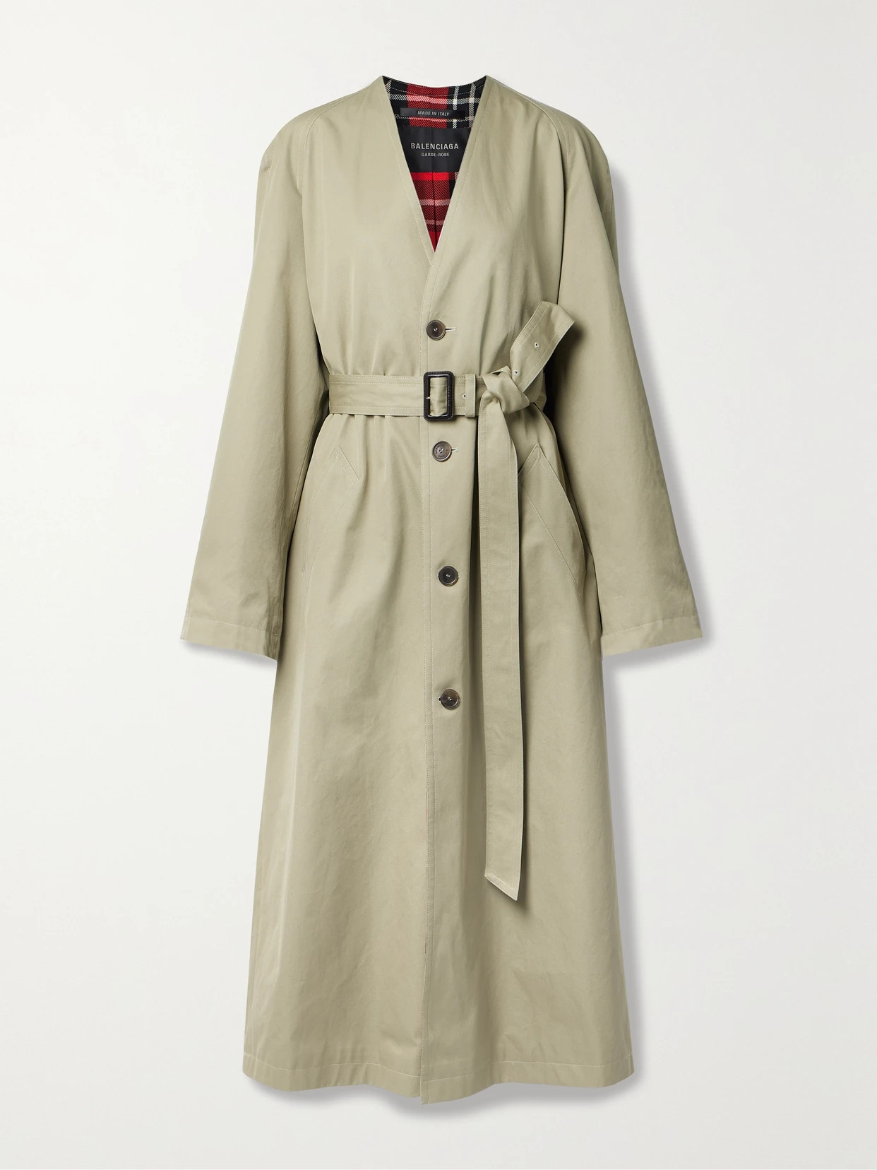 Balenciaga - Oversized Belted Cotton-drill Trench Coat - Beige | NET-A-PORTER (UK & EU)