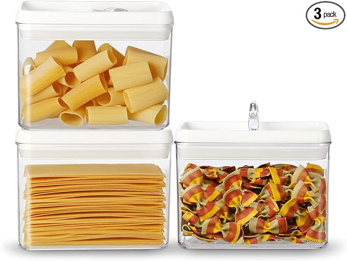 Felli Flip Tite RECTANGULAR Food Storage Container 3PC Pasta Granola Set with 4” Airtight Seal ... | Amazon (US)