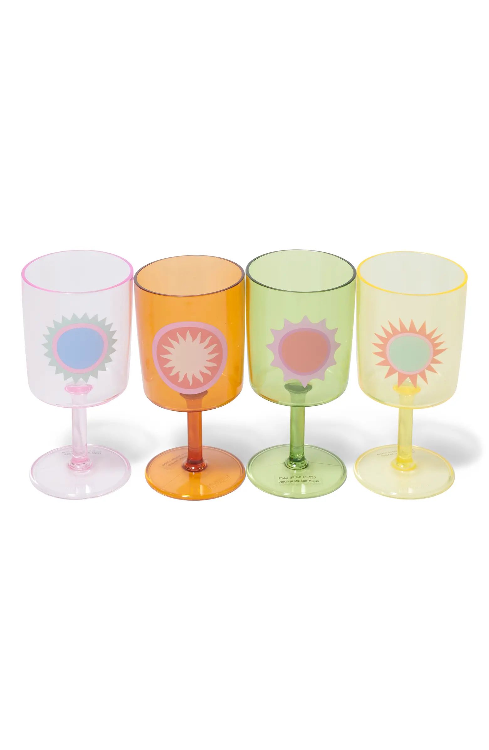 Sunnylife Poolside Assorted Set of 4 Wine Glasses | Nordstrom | Nordstrom