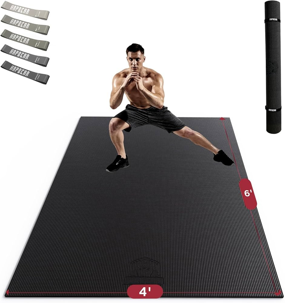 HAPBEAR Extra Large Exercise Mat-7'x5'/6'x8'/6'x9'/6'x10'/6'x12'x8mm(1/3 inch),Non-Slip, Ultra Du... | Amazon (US)