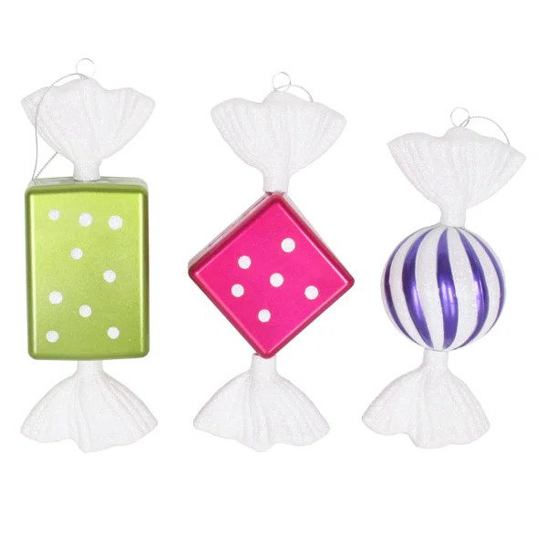 8" Assorted Candy Ornaments 3/Pk | Wayfair North America