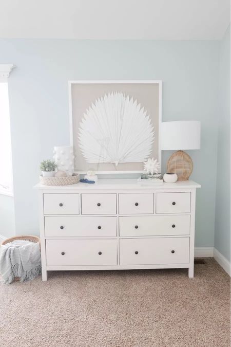 Modern coastal guest room dresser styling! Love this white dresser and these coastal bedroom decor items that I styled it with for a chic beach house look. (5/15)

#LTKhome #LTKfindsunder50 #LTKstyletip