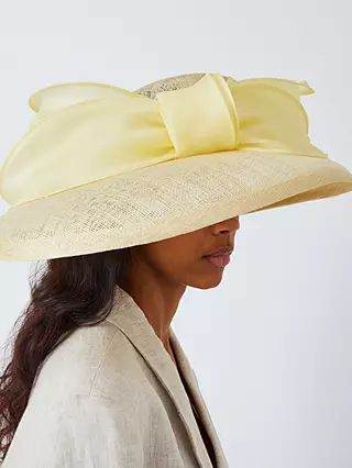 Whiteley Made in England Rhiannon Satin Bow Occasion Hat, Yellow | John Lewis (UK)