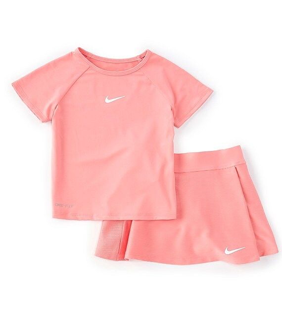 NikeLittle Girls 2T-6X Short Sleeve Tee & Tennis Skort Set | Dillard's