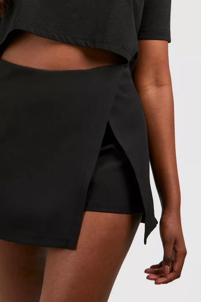 Woven Wrap Side Split Skort | Boohoo.com (UK & IE)