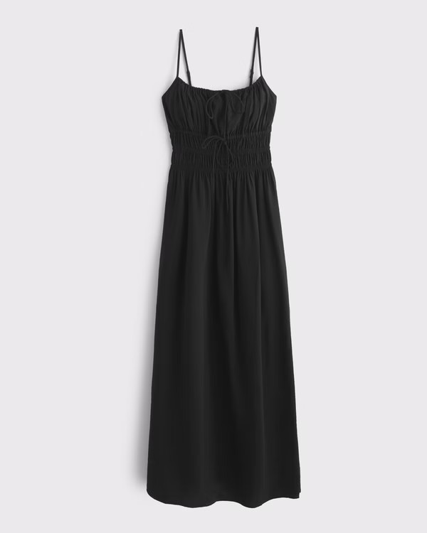 Smocked Tie-Front Maxi Dress | Abercrombie & Fitch (US)